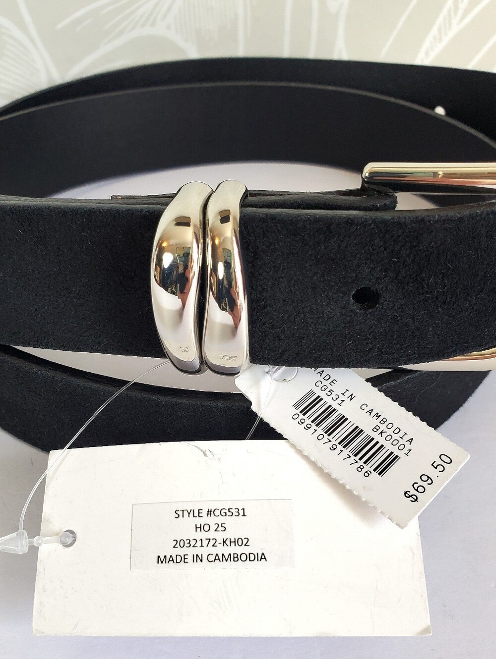 NWT J. Crew Double Keeper Black Suede Leather Belt Women's Medium/Large - Picture 7 of 7